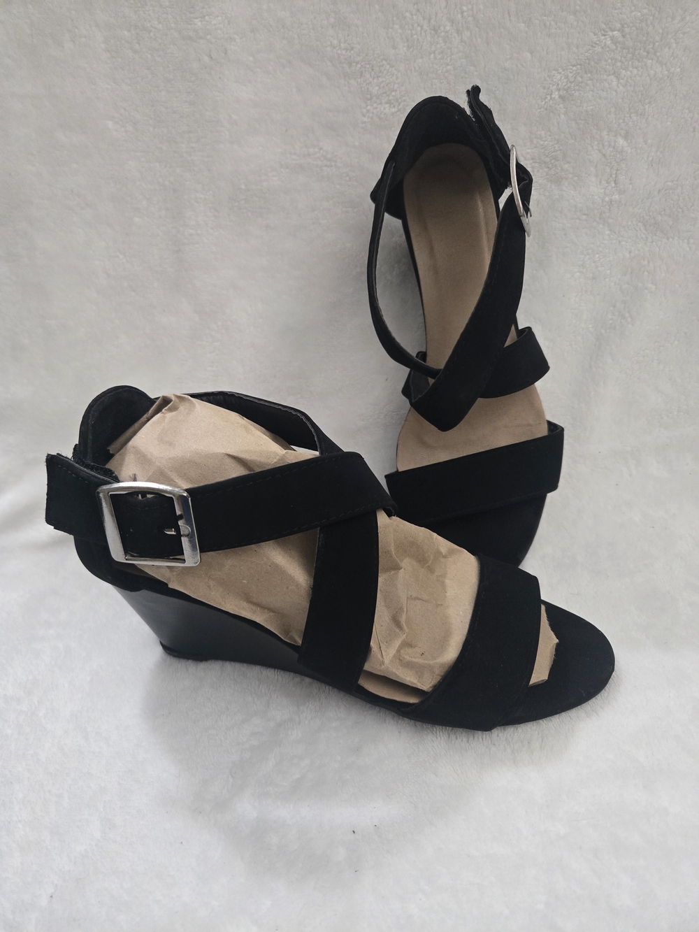 Women's Black Strappy Suede Block Heel Sandals Size 6 - Picture 6 of 6